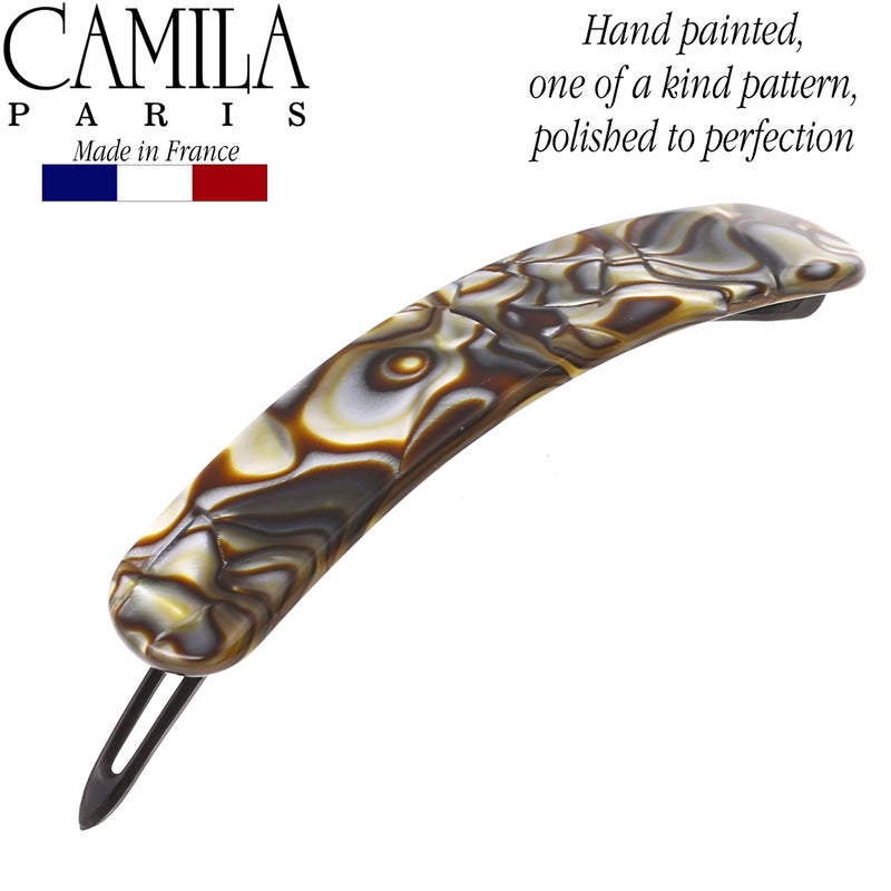 Camila Paris CP2817 French Hair Barrette Clip for Girls, Handmade, Onyx, Metal-Free Closure Strong Hold Grip Hair Clips for Women, No Slip and Durable Styling Girls Hair Accessories, Made in France - Image 4