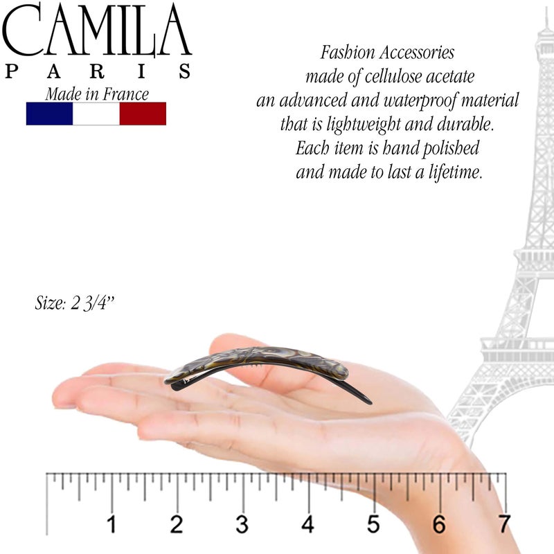 Camila Paris CP2817 French Hair Barrette Clip for Girls, Handmade, Onyx, Metal-Free Closure Strong Hold Grip Hair Clips for Women, No Slip and Durable Styling Girls Hair Accessories, Made in France - Image 3