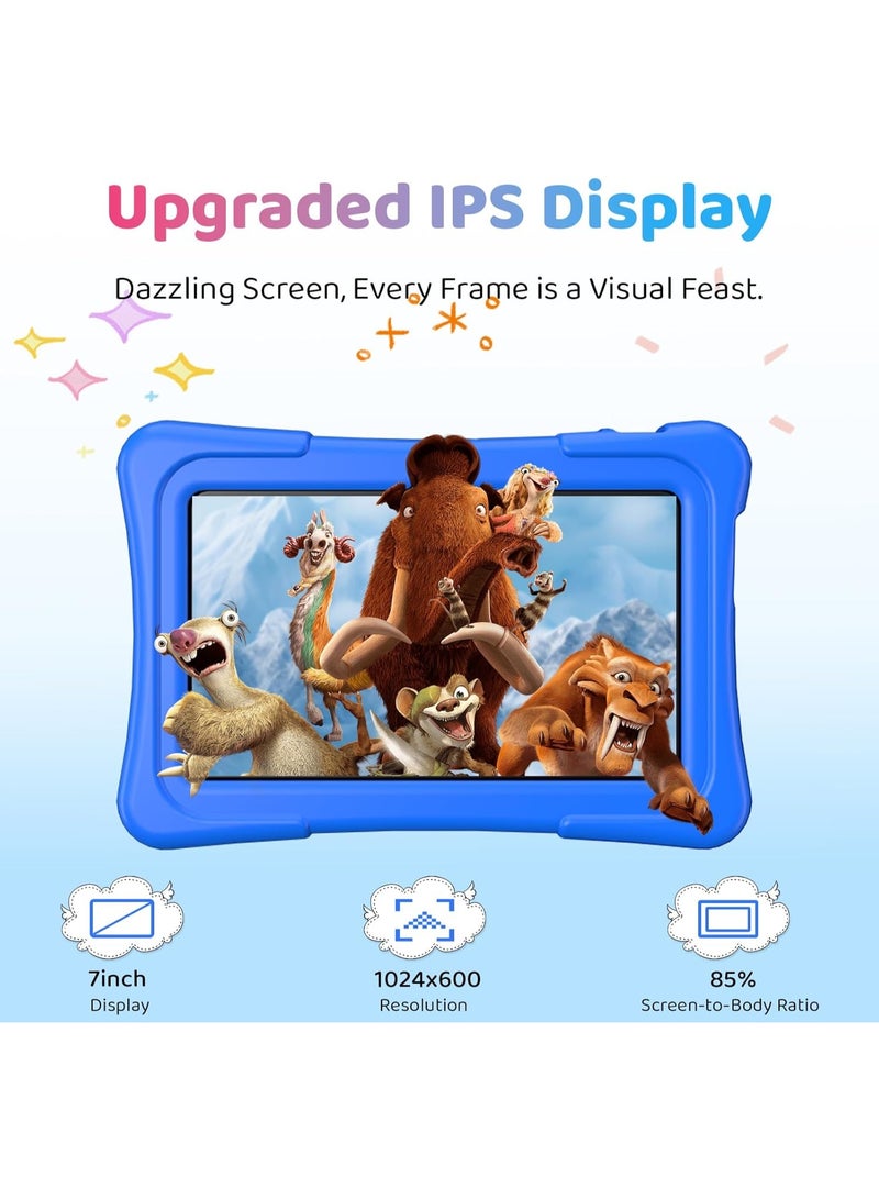 LBMT Kids Tablet, 7 inch Android 14 and Quad-Core Toddler Tablets with Shockproof Case, Kids Tablets 8GB+128GB with Parental Control,  Educational Toddler Tablet with WiFi 5,Games, Dual Camera, Learning,WiFi 5, Bluetooth, Camera,for Toddlers & Children 2-12 Years.(Blue) - Image 2