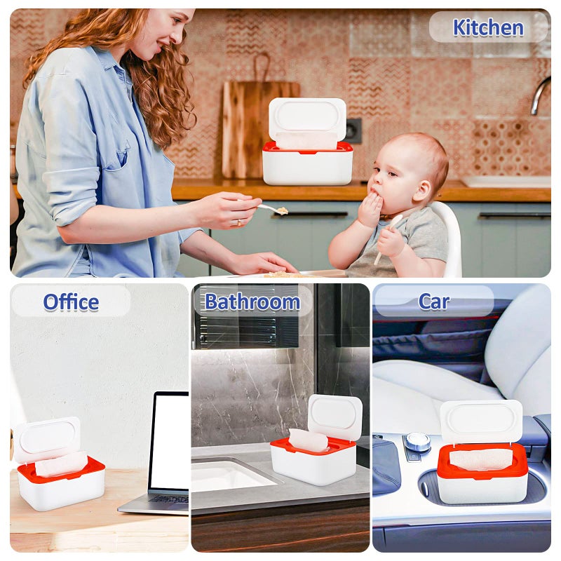 Flenpptly Baby Wipes Dispenser, Wipes Case Baby Wipe Holder Keeps Wipes Fresh, Non-Slip, Easy Open & Close (Orange) - Image 5