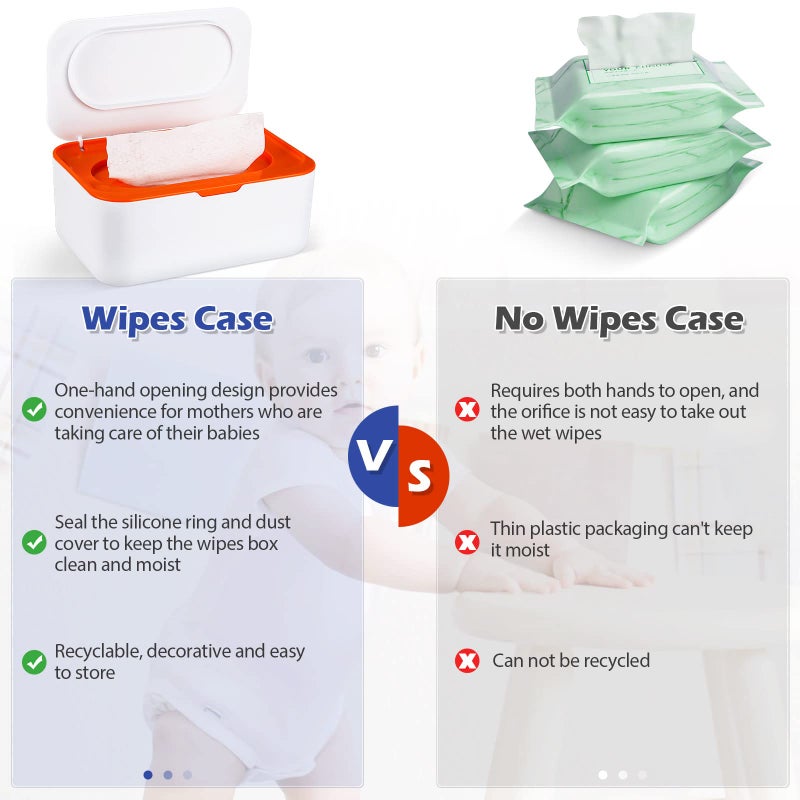 Flenpptly Baby Wipes Dispenser, Wipes Case Baby Wipe Holder Keeps Wipes Fresh, Non-Slip, Easy Open & Close (Orange) - Image 3