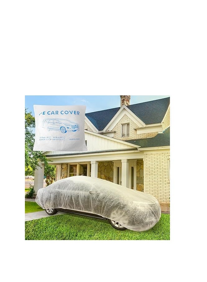 Disposable Car Cover Clear Plastic Car Cover Outdoor Universal Rain Dust Garage Cover with Elastic Band - Image 1