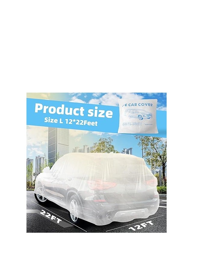 Disposable Car Cover Clear Plastic Car Cover Outdoor Universal Rain Dust Garage Cover with Elastic Band - Image 2