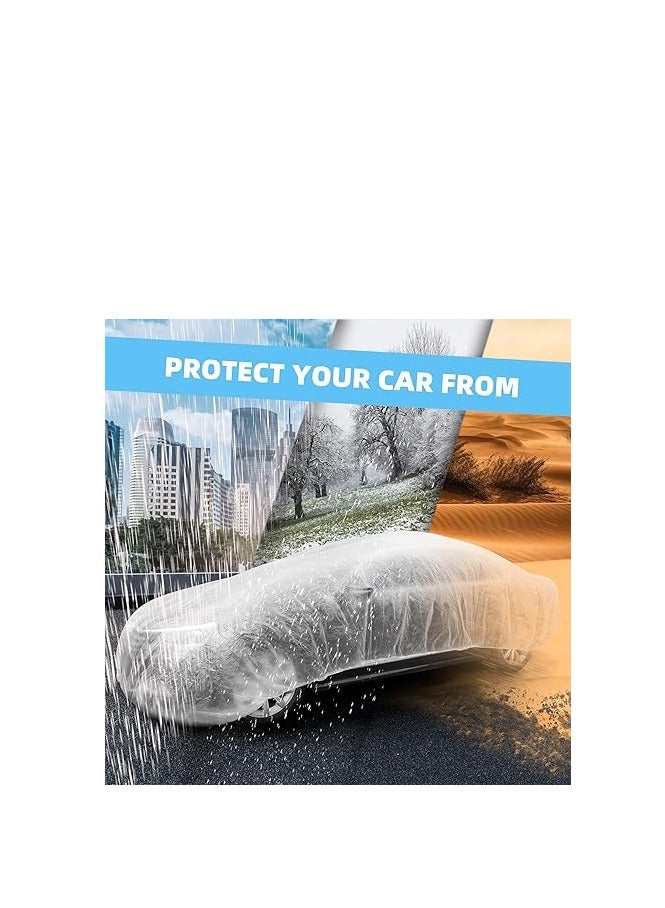 Disposable Car Cover Clear Plastic Car Cover Outdoor Universal Rain Dust Garage Cover with Elastic Band - Image 3