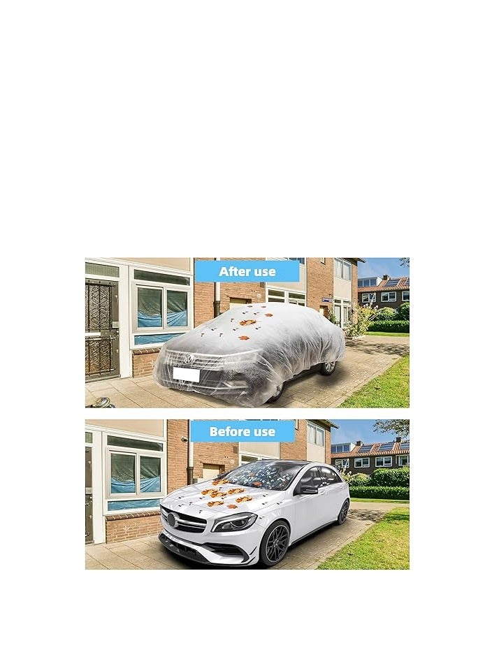 Disposable Car Cover Clear Plastic Car Cover Outdoor Universal Rain Dust Garage Cover with Elastic Band - Image 4