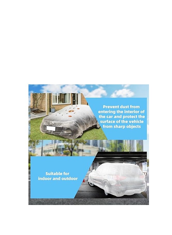 Disposable Car Cover Clear Plastic Car Cover Outdoor Universal Rain Dust Garage Cover with Elastic Band - Image 5