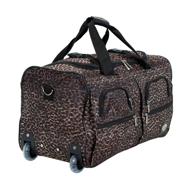Rockland Rolling Duffel Bag, Brown Leopard, 100% polyester, 22-Inch - Image 2