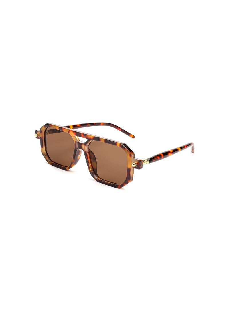 KASTWAVE Vintage Square Pilot Sunglasses, Large Square Thick Frame Trendy Eyewear, Sunglasses for Women Men with Uv Protection UV400 Protection Shades - Image 1