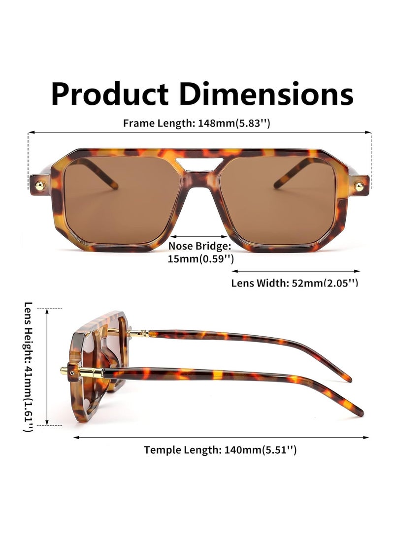 KASTWAVE Vintage Square Pilot Sunglasses, Large Square Thick Frame Trendy Eyewear, Sunglasses for Women Men with Uv Protection UV400 Protection Shades - Image 5