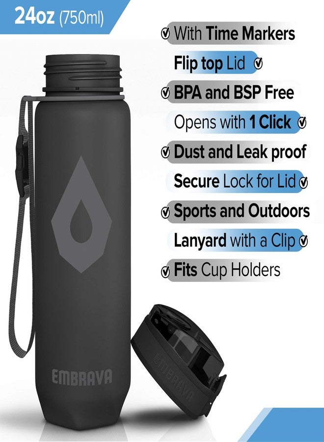 Embrava 24oz BPA-Free Plastic Sports Water Bottle with Time Markers - Image 3