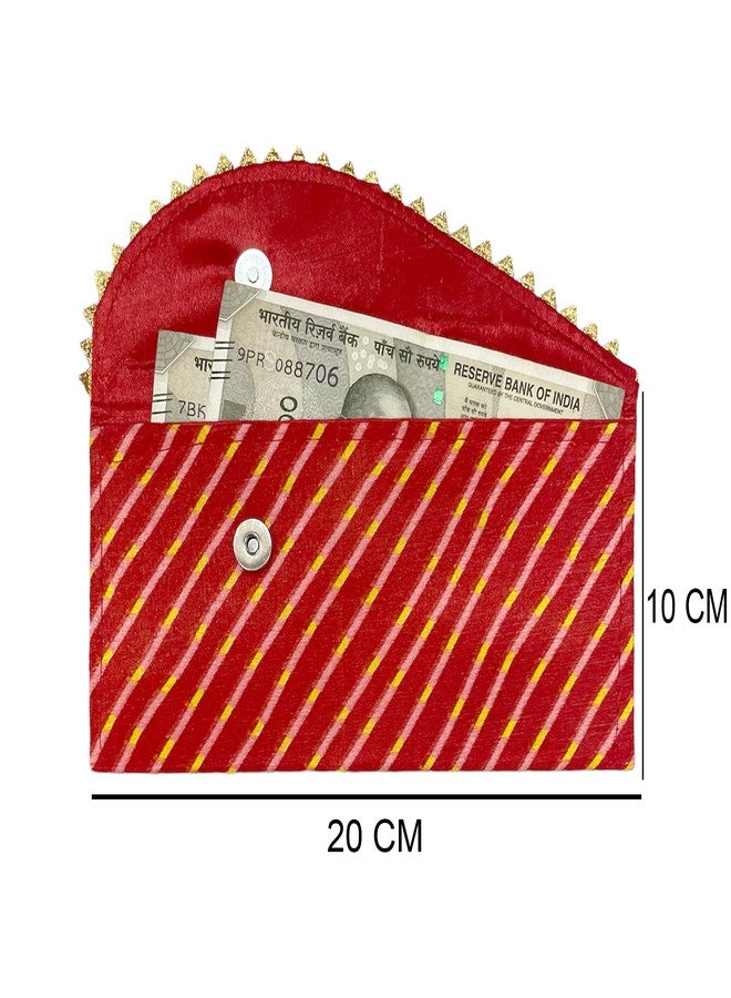 Orange Paper Leheria Design Shagun Envelops/Wedding Envelops/Gift Envelop/Cash Envelop/Money Shagun Cash Envelopes for Weddings, Birthdays, Rakhi, Gifting - Pack Of 3 (Red) - Image 5