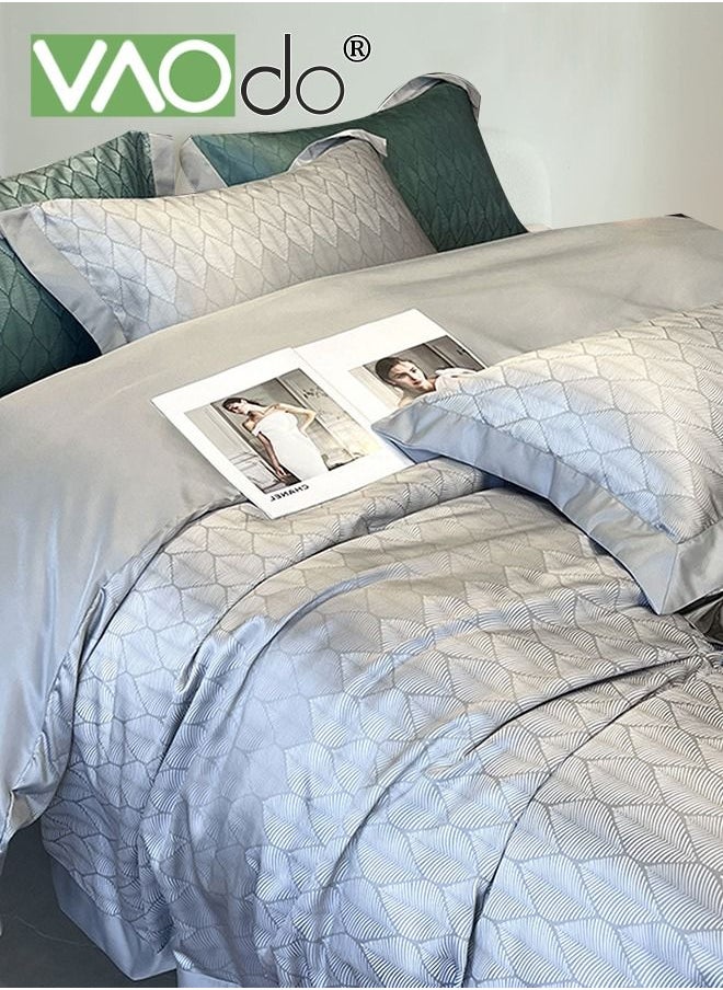 VAOdo - 4PCS Silky Satin Sheet Set Satin Bed Set with 2 Pillowcase Soft and Breathable Exquisite Printing Comforter Set Universal Four Seasons Satin Bedding Set 200*230CM - Image 1