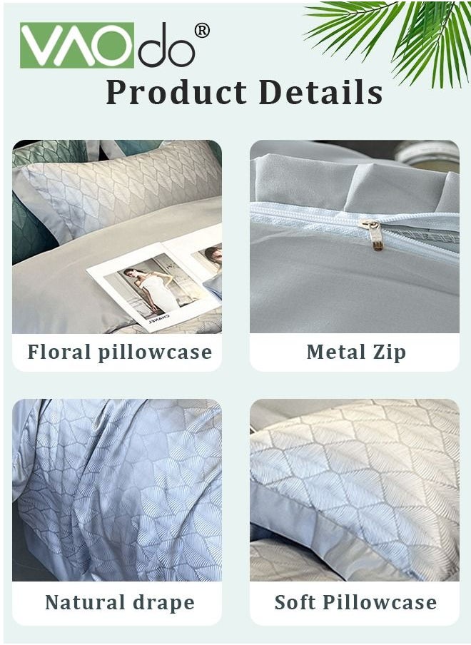 VAOdo - 4PCS Silky Satin Sheet Set Satin Bed Set with 2 Pillowcase Soft and Breathable Exquisite Printing Comforter Set Universal Four Seasons Satin Bedding Set 200*230CM - Image 1