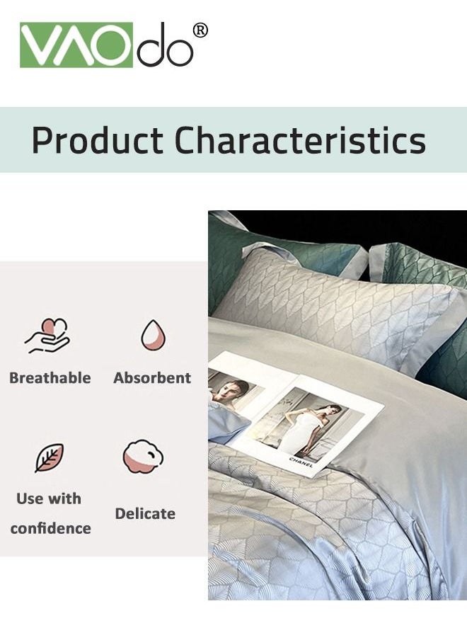VAOdo - 4PCS Silky Satin Sheet Set Satin Bed Set with 2 Pillowcase Soft and Breathable Exquisite Printing Comforter Set Universal Four Seasons Satin Bedding Set 200*230CM - Image 1