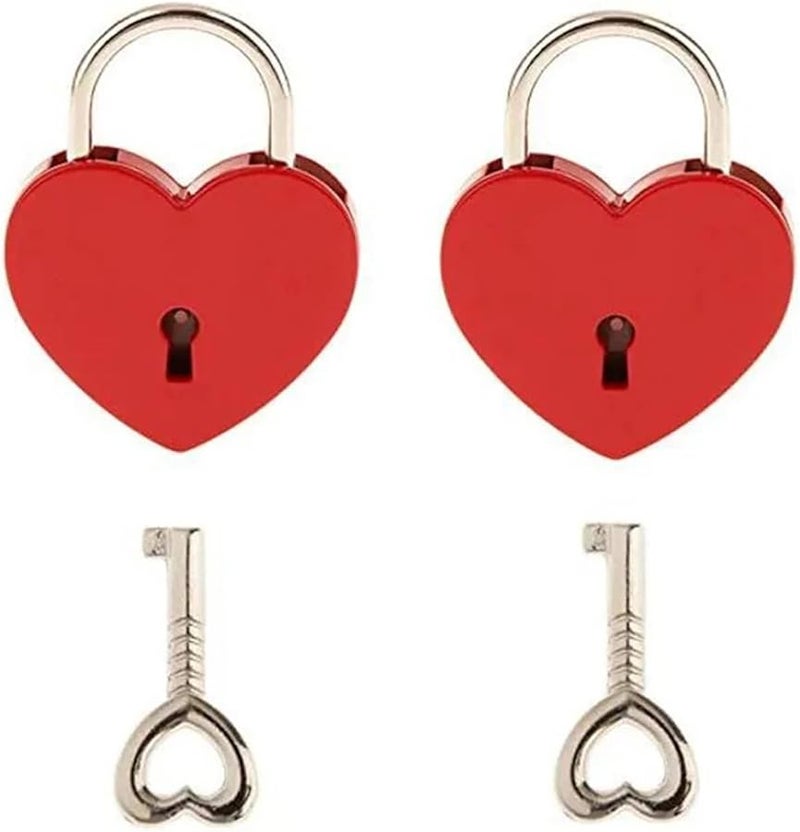 Vintage Heart Shaped Antique Padlock With Key For Bags Purple 1 Piece - Image 5