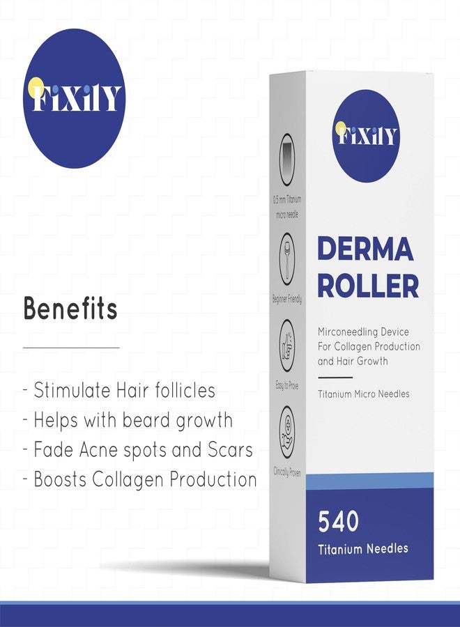 Fixily Derma Roller For Hair Growth 0.5 Mm With 540 Titanium Needles|Repairs Damaged Hair, Activates Hair Follicles|For Hair Fall & Hair Thickening|Reduces Acne Scars|Safe & Effective To Use, 80 Grams - Image 3