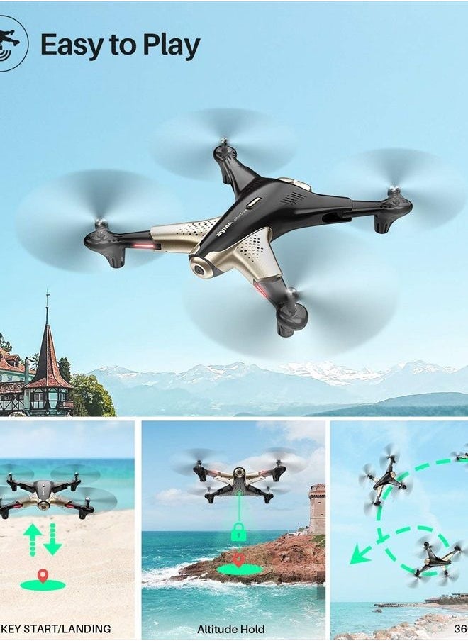 SYMA - Drone with 1080P FPV Camera,Optical Flow Positioning,Tap Fly,Altitude Hold,Headless Mode,3D Flips,2 Batteries 40mins Flying UFO Remote Control Quadcopter for Kids Beginners - Image 1