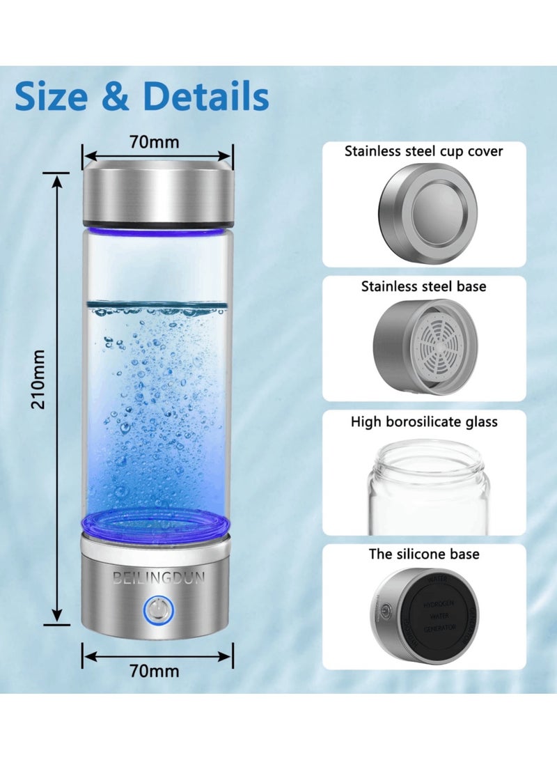 BEILINGDUN Hydrogen Water Bottle with PEM SPE Technology - Rechargeable Portable Hydrogen Water Generator for Home/Office/Travel (Silver) - Image 2