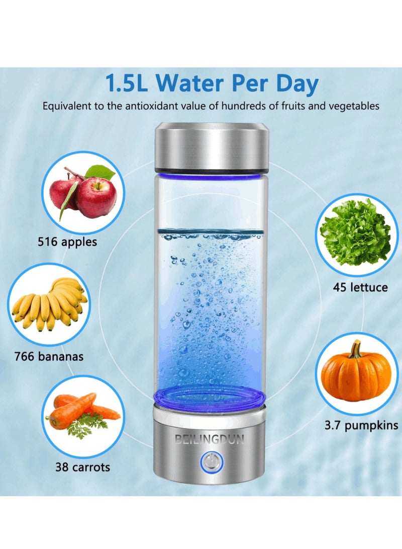 BEILINGDUN Hydrogen Water Bottle with PEM SPE Technology - Rechargeable Portable Hydrogen Water Generator for Home/Office/Travel (Silver) - Image 3
