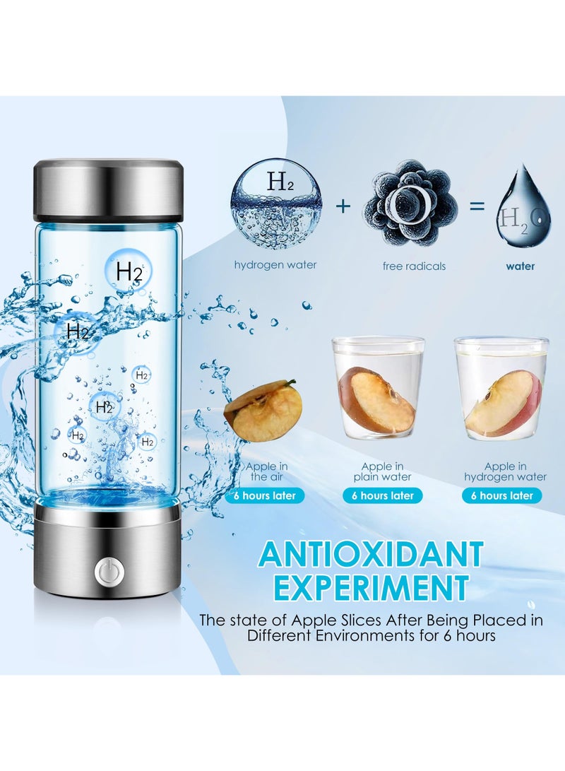 BEILINGDUN Hydrogen Water Bottle with PEM SPE Technology - Rechargeable Hydrogen Water Generator, Portable Hydrogen Water Ionizer Machine for Home/Office/Travel (Silver) - Image 2