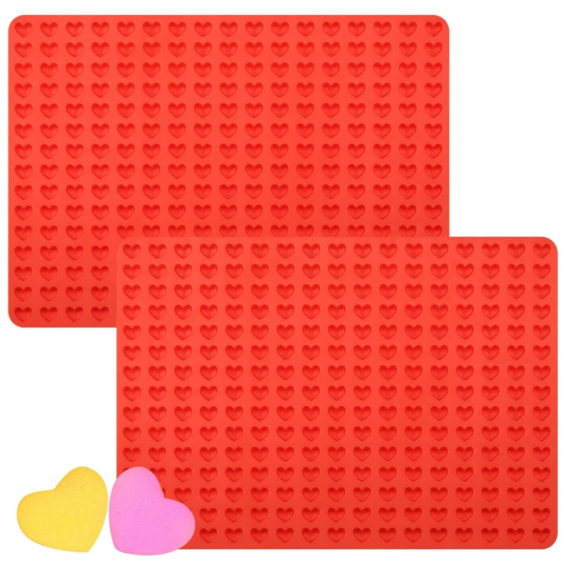 2 Pcs Mini Silicone Heart Molds 255Cavity Heart Shaped Chocolate Molds for Baking Candy Wax Melts Beads Ice Cubes Homemade Dog Training Treats