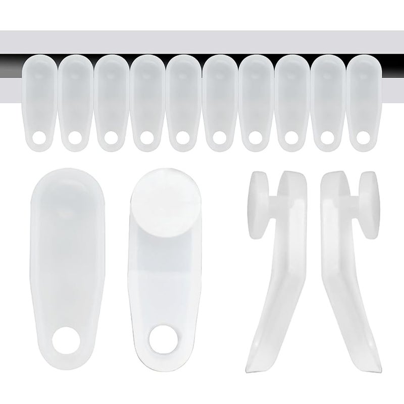 Aifeier ET 50 Pcs White Plastic Traverse Rod Slide Curtain Track Slide Hooks Replacement Carrier for Windows and Shower Curtains - Image 1