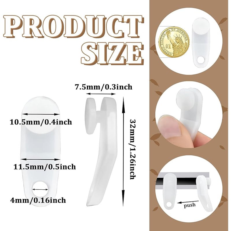 Aifeier ET 50 Pcs White Plastic Traverse Rod Slide Curtain Track Slide Hooks Replacement Carrier for Windows and Shower Curtains - Image 2