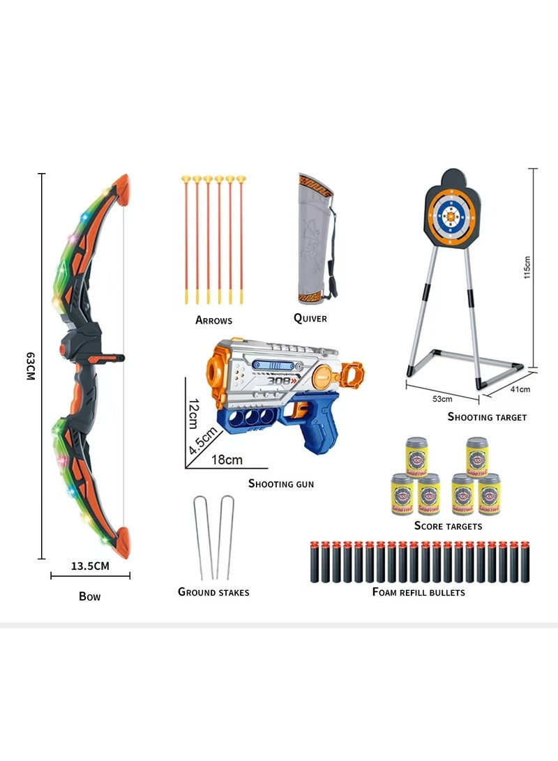 Generic Arrow and Bow Set for Children - LED Illuminated Archery Toy Set with Suction Cup Arrows, Target and Arrow Case, Toy for Indoor and Outdoor Use for Children Boys - Image 1