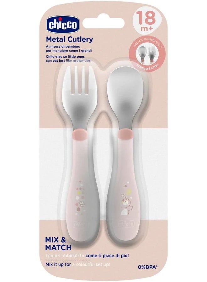 Chicco Metal Cutlery 18m+ Pink - Image 2
