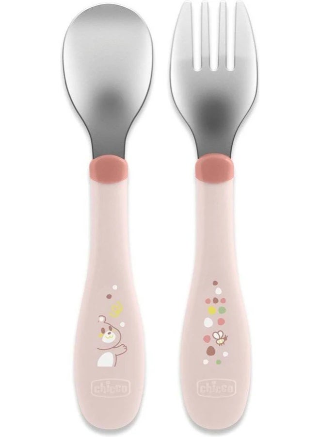 Chicco Metal Cutlery 18m+ Pink - Image 1