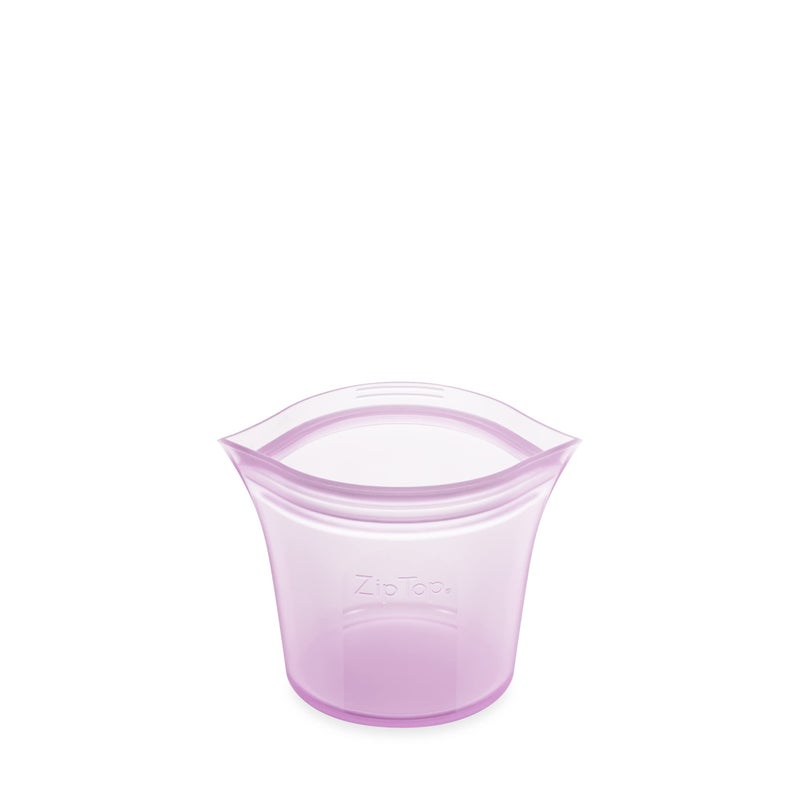 Zip Top Zip Top Reusable Food Storage Bags  Short Cup Lavender  Silicone Meal Prep Container  Microwave Dishwasher and Freezer Safe  Made in the USA 