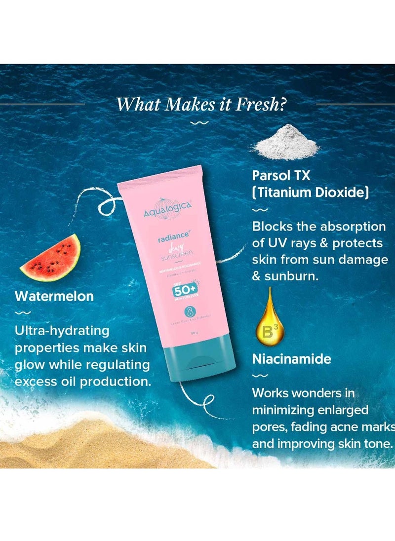 Aqualogica - Aqualogica Dewy Sunscreen with Watermelon Niacinamide with SPF 50 80g - Image 1