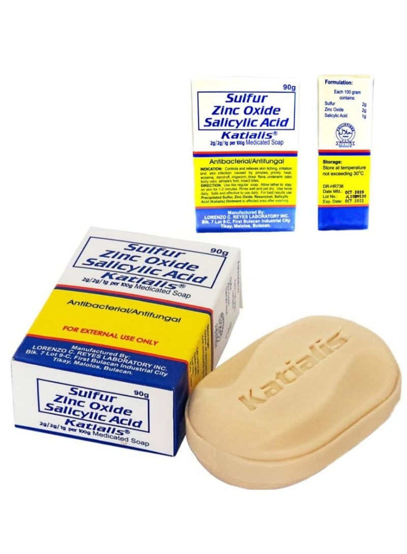 كاتياليس كاتيليس صابون مضاد للفطريات والبكتيريا من اكسيد الزنك والكبريت وحمض الساليسيليك 90 جرام من سوب - Image 2