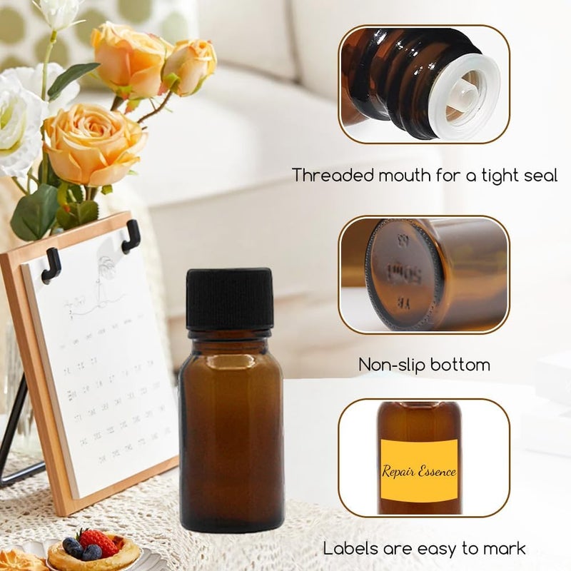 SYBL 6Pcs Amber Glass Essential Oil Bottles with Orifice Reducer and Black Cap Empty Cosmetic Perfume Aromatherapy Storage Container Vial Pots Portable Refillable size 20ml/0.67oz - Image 3