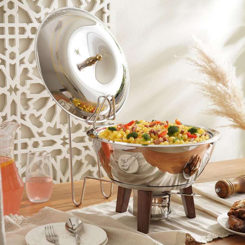 Pan Home طبق شافينغ كروم مع غطاء 4 لتر