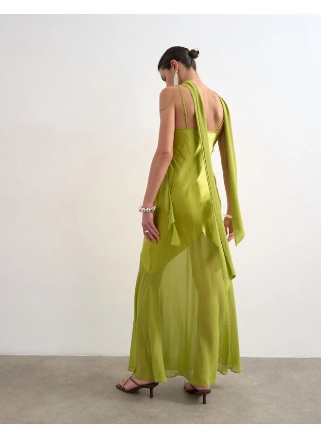 TOPSHOP Casual Sleeveless Ruffle Detail Maxi Dress