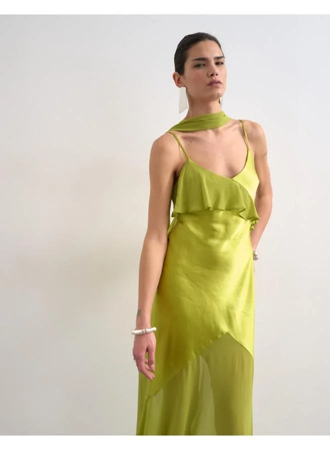 TOPSHOP Casual Sleeveless Ruffle Detail Maxi Dress