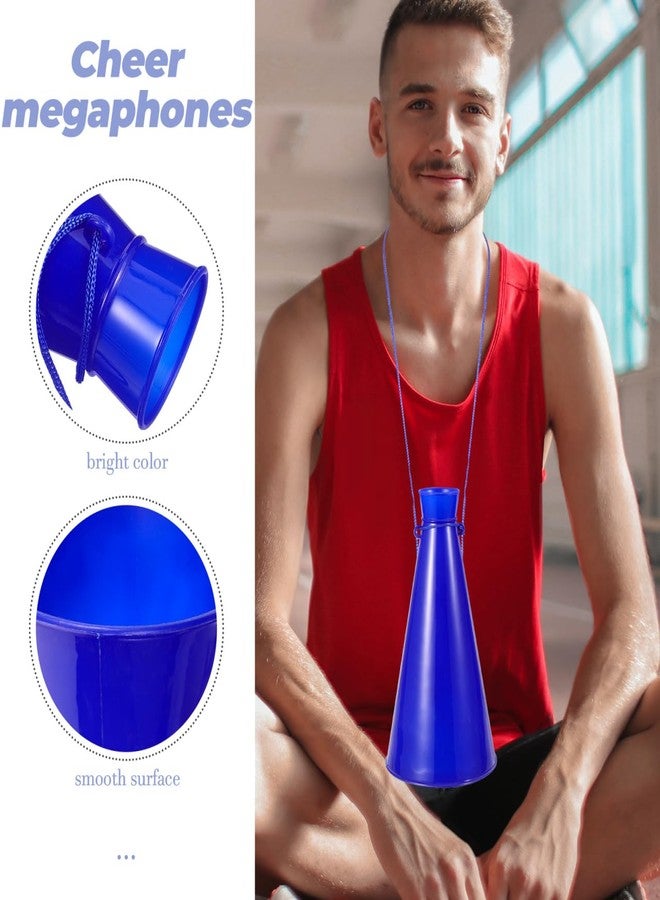 Baluue Cheer Megaphone, 9 Inch Stadium Horn Loud Noisemaker for Sports Events, School Spirit, Party Favors, Outdoor Activities, Soccer Trumpet, Cheering Horn, Blue - Image 2