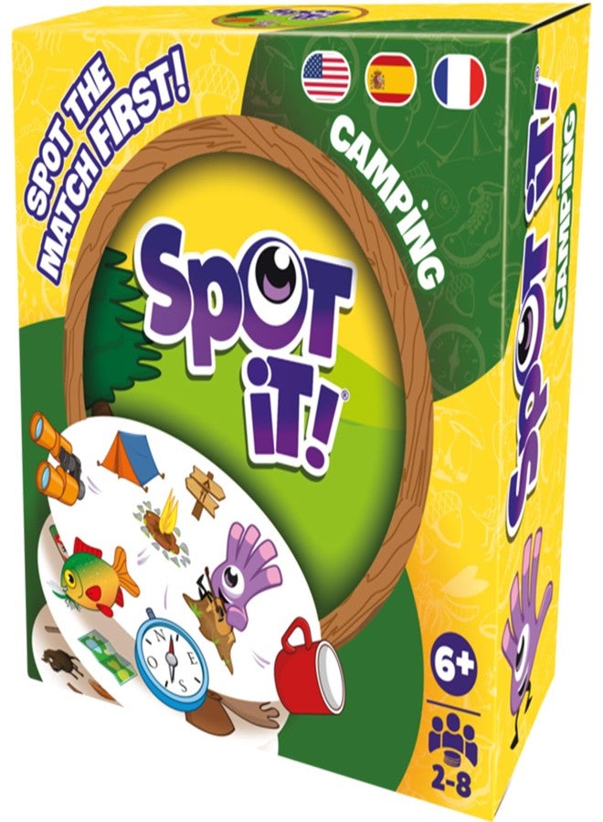 Asmodee Spot It! Camping Card Game (2024 Refresh) - Eco-Sleeve Edition, 5-in-1 Visual Perception Game for Quick Reflexes and Family Fun, Ages 6+, 2-8 Players, 10 Minute Playtime - Image 1