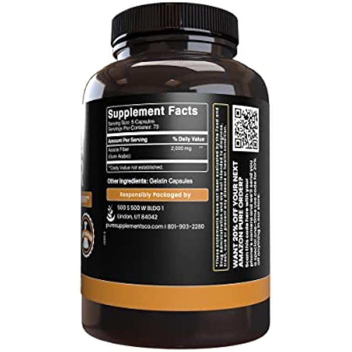 Pure Original Ingredients Acacia Fiber (365 Capsules) No Magnesium Or Rice Fillers, Always Pure, Lab Verified - Image 4