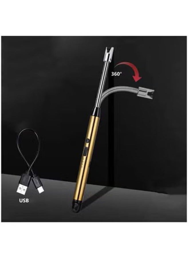360 Degree Windproof Flameless Flexible Neck Long USB Rechargeable Lighter With LED Battery Display GOLD 25.5 x 1.5 x 1.5 cm - Image 2