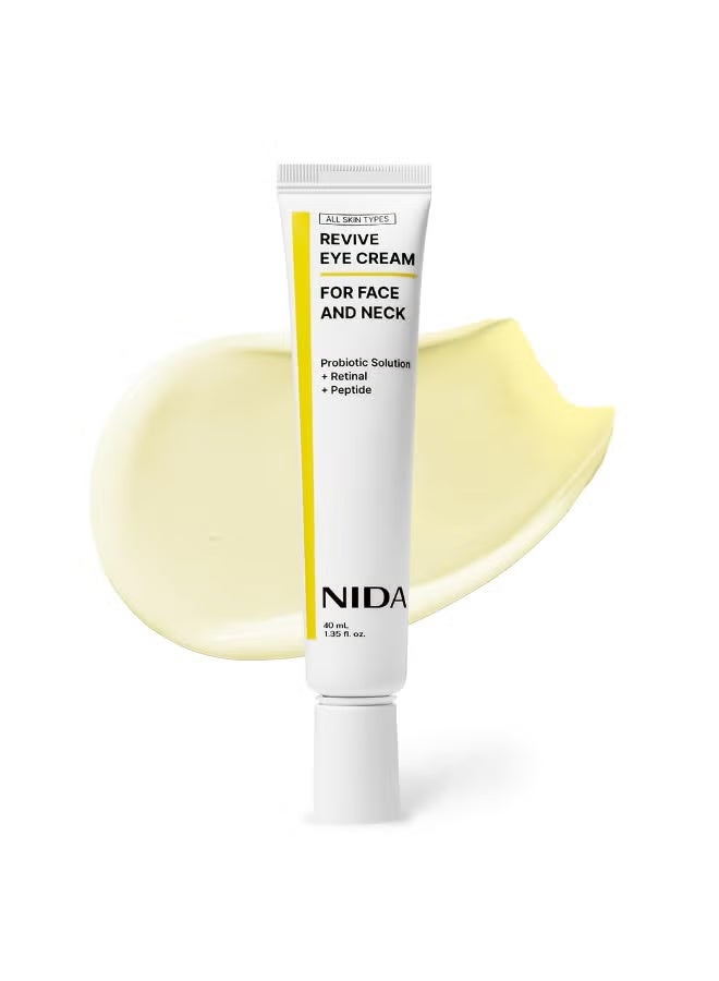 NIDA Revive Eye Cream For Face And Neck | Probiotic Solution, Retinal, Peptide | Wrinkles, Fine Lines, Cell Turnover, Firm Skin Texture, Radiant Skin, Moisture Retention | 1.35 fl. oz., 40ml - Image 1