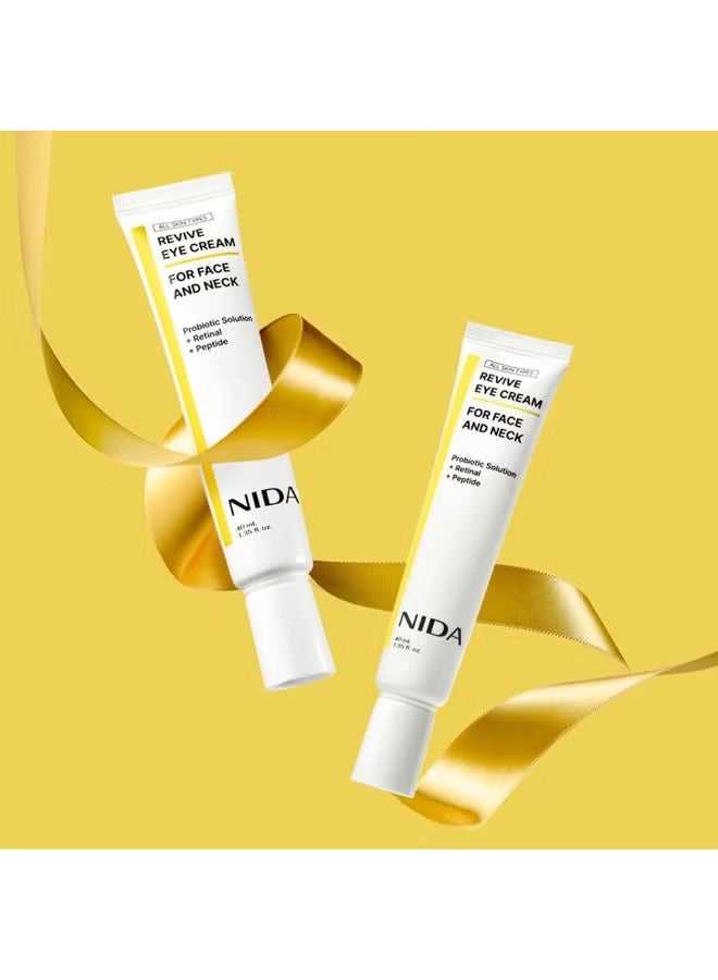 NIDA Revive Eye Cream For Face And Neck | Probiotic Solution, Retinal, Peptide | Wrinkles, Fine Lines, Cell Turnover, Firm Skin Texture, Radiant Skin, Moisture Retention | 1.35 fl. oz., 40ml - Image 2
