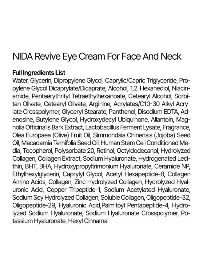 NIDA Revive Eye Cream For Face And Neck | Probiotic Solution, Retinal, Peptide | Wrinkles, Fine Lines, Cell Turnover, Firm Skin Texture, Radiant Skin, Moisture Retention | 1.35 fl. oz., 40ml - Image 5