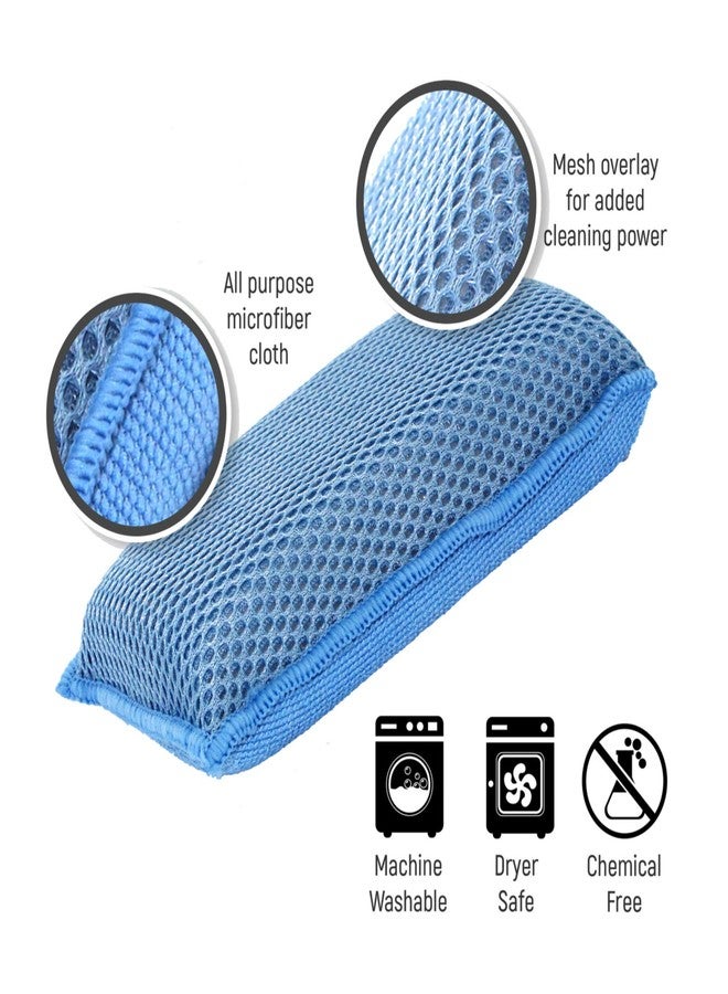 SCRUBIT Miracle Microfiber Kitchen Sponge by Scrub-It - Non-Scratch Heavy Duty Dishwashing Cleaning sponges- Machine Washable - (Blue) - Image 3