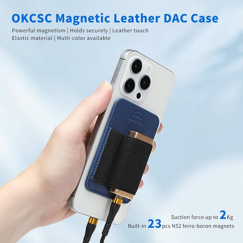 okcsc Magnetic DAC Case, Short Adapter Cable Organizer Case Cell Phone, Double Compartment Design, Blue - Image 2