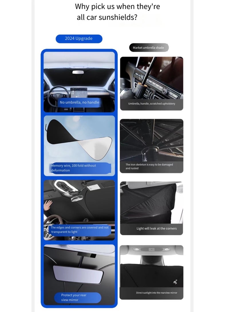 مظلة واقية من أشعة الشمس للزجاج الأمامي للسيارة قابلة للطي للحماية من الأشعة فوق البنفسجية للحفاظ على برودة السيارة - Image 2