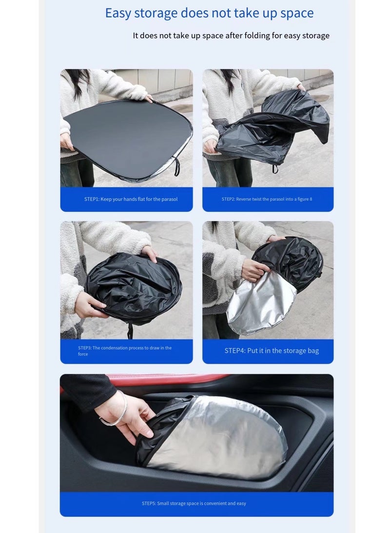 مظلة واقية من أشعة الشمس للزجاج الأمامي للسيارة قابلة للطي للحماية من الأشعة فوق البنفسجية للحفاظ على برودة السيارة - Image 5