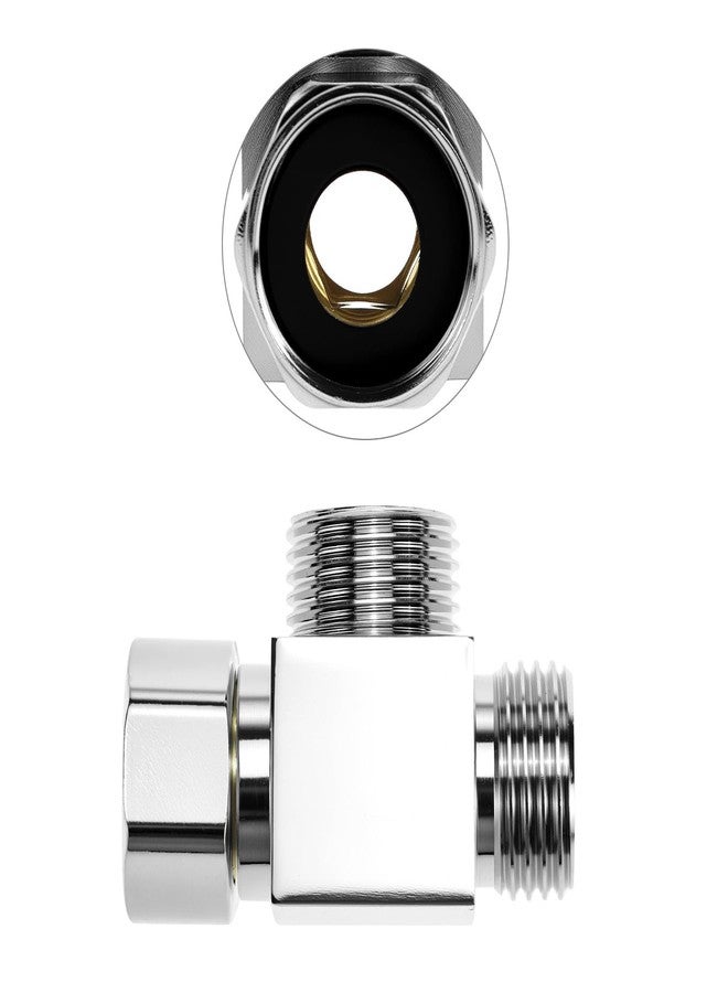 QWORK 1/2" Brass Chrome 3 Way Diverter, T-Shape Diverter Valve, G1/2" Standard Tee Fitting, Hose Fitting Tee, T Shape Adapter Connector - Image 4