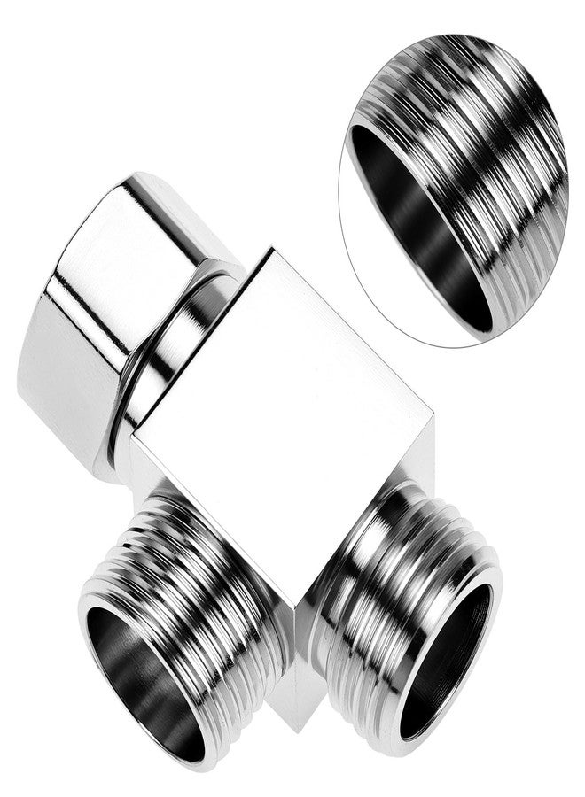 QWORK 1/2" Brass Chrome 3 Way Diverter, T-Shape Diverter Valve, G1/2" Standard Tee Fitting, Hose Fitting Tee, T Shape Adapter Connector - Image 3